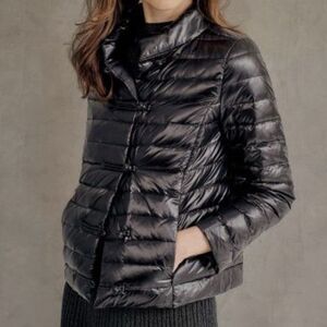 J.McLaughlin Hayes Duck Down Jacket Sz Small Shiny Black Puffer Coat EUC Light